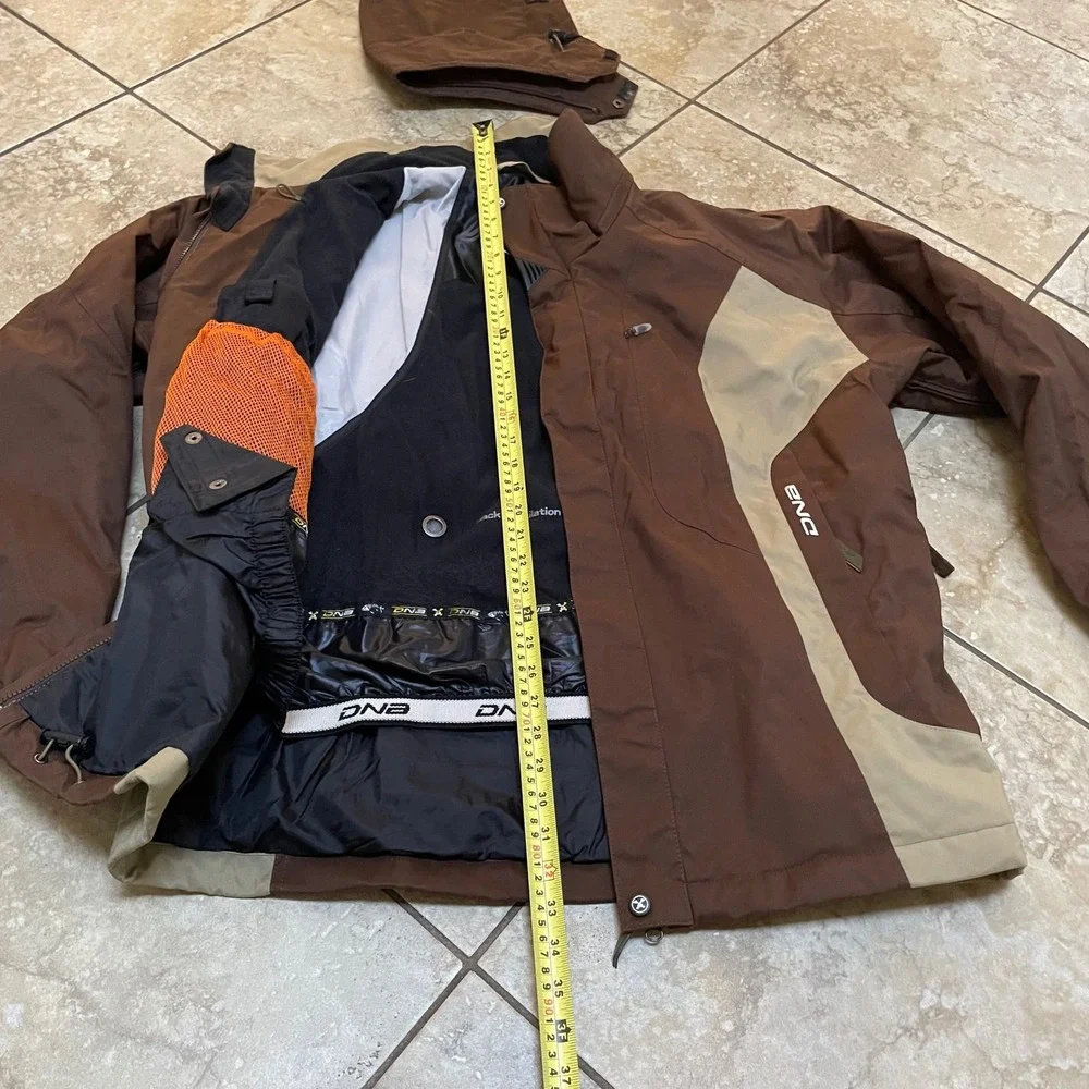 Descente‎ DNA Ski Jacket Mens Large Brown Tan Hooded Full Zip Snow Coat M-T5-XO